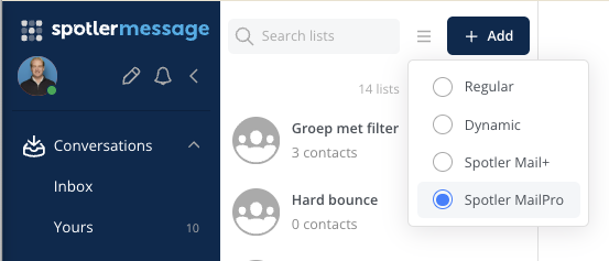 Groepen uit Spotler MailPro gebruiken in Spotler Message