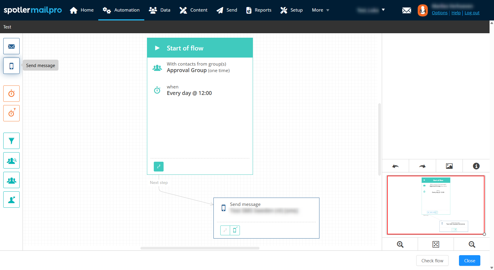 Send message via a flow in Spotler MailPro
